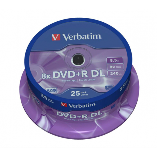 Verbatim DVD+R D.L. Printable, 25бр, шпиндел