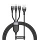 Baseus Кабел за зареждане и трансфер на данни 3в1 USB 1.2 м 40 W black-gray