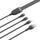 Baseus Кабел за зареждане и трансфер на данни 3в1 USB 1.2 м 40 W black-gray