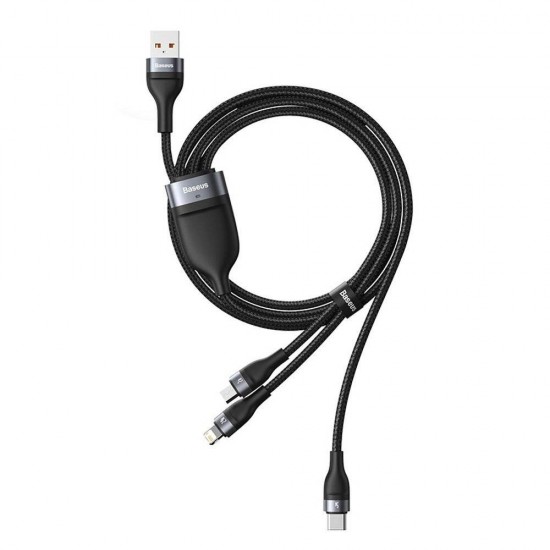 Baseus Кабел за зареждане и трансфер на данни 3в1 USB 1.2 м 40 W black-gray