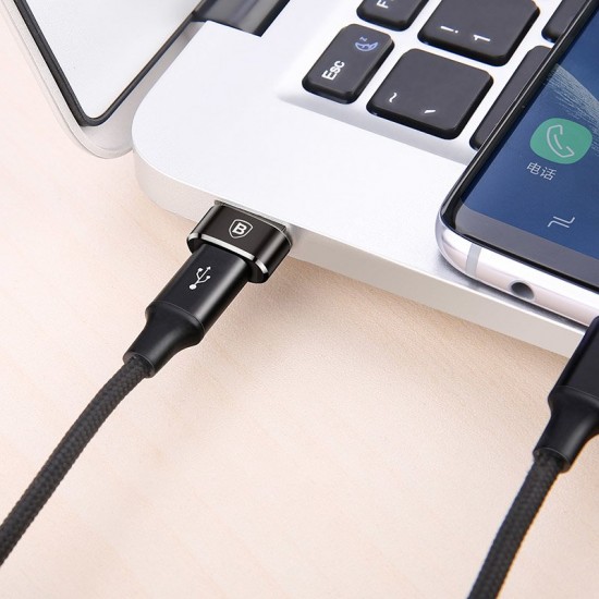 Baseus Адаптер от USB мъжко към USB-C женско, Black