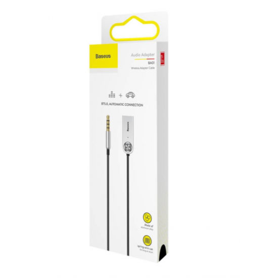 Baseus Ba01 USB безжичен Bluetooth 5.0 Aux адаптер кабел, Black