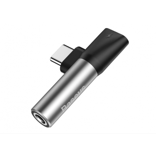 Baseus Адаптер от USB type-C към 3,5 mm 2 в 1, сребрист