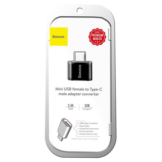Baseus Мини адаптер USB женски към Type-C мъжки, Black