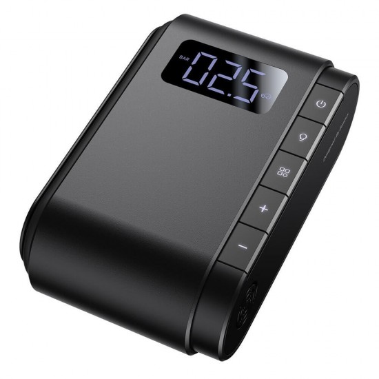 Baseus Компресор за автомобилни гуми 4000 mAh батерия, Black