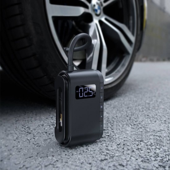 Baseus Компресор за автомобилни гуми 4000 mAh батерия, Black