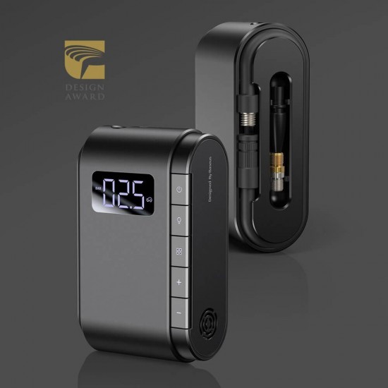 Baseus Компресор за автомобилни гуми 4000 mAh батерия, Black