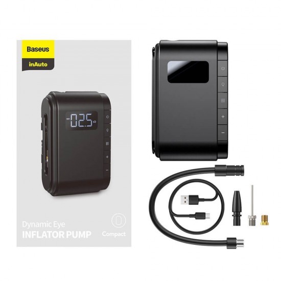 Baseus Компресор за автомобилни гуми 4000 mAh батерия, Black