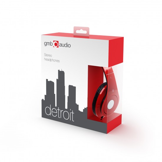 Gembird Сгъваеми стерео слушалки "Detroit" MHS-DTW-R, Red