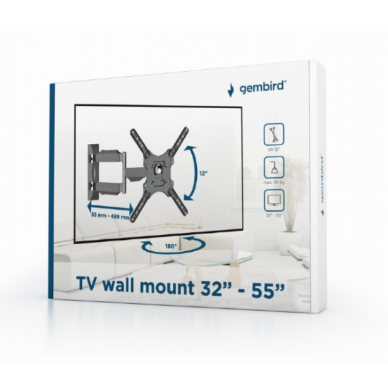 Gembird  TV стойка (завъртане и накланяне), 32”-55”, 30 кг