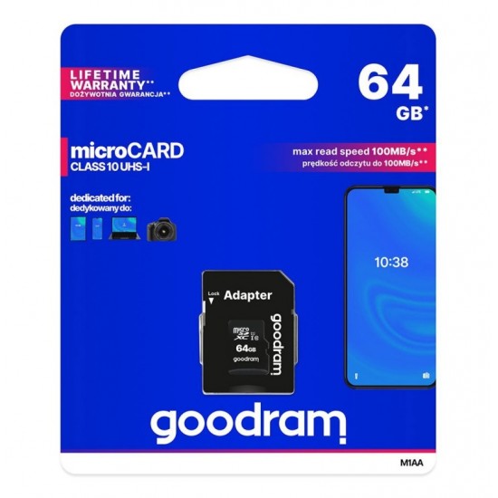 GoodRam Micro SD XC UHS-I Class 10 - 64GB