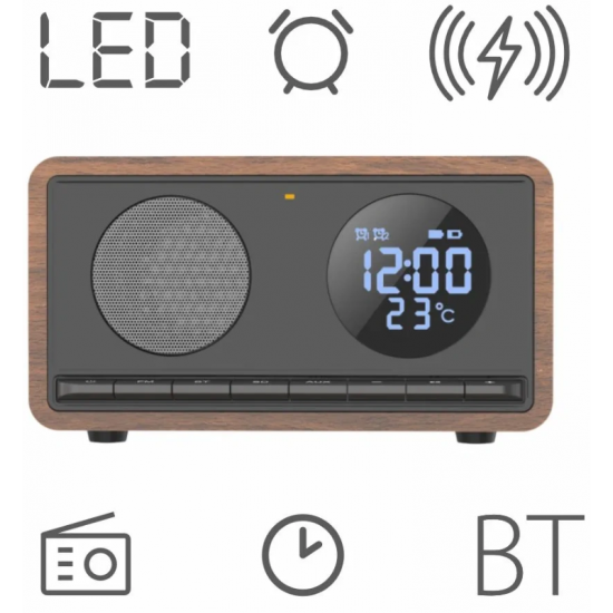 Manta FM Радио + Безжично зареждане RIMINI, Черно