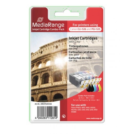 MediaRange MRCP 525 C 526( Canon )for use with: Pixma iP4820, 4850, 4950, IX6550, MG5150, 5250, 5350, 6150, 6250, 8150 MX885